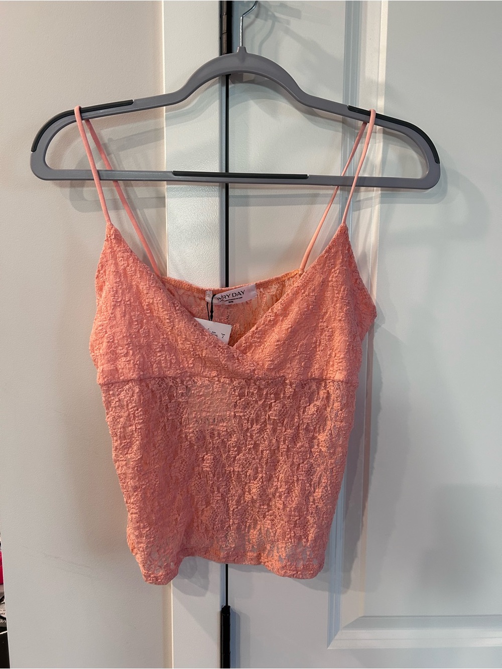 NWT IVRY Day Coral Lace Camisole Top Spaghetti Strap Cami Y2K Feminine Romantic